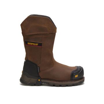 Botas de Trabalho Caterpillar Excavator XL Pull On Waterproof Composite Biqueira Masculino Cafes | C