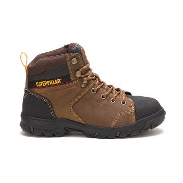 Botas de Trabalho Caterpillar Wellspring Waterproof Metatarsal Guard Steel Biqueira Feminino Marrom